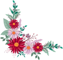 arreglo floral rojo estilo acuarela png