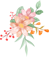 arrangement de fleurs orange avec style aquarelle png