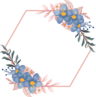 arreglo floral azul con estilo acuarela png