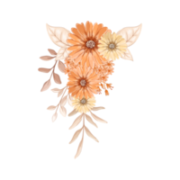 Orange Flower Arrangement with watercolor style png