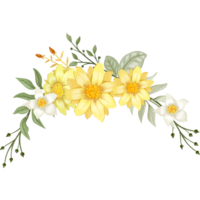 Yellow Flower Arrangement with watercolor style png