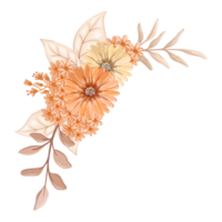 orange blomma arrangemang med vattenfärg stil png