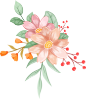 arreglo de flores de naranja con estilo acuarela png