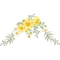 arranjo de flores amarelas com estilo aquarela png