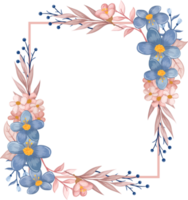arranjo de flores azuis com estilo aquarela png