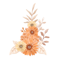 orange blomma arrangemang med vattenfärg stil png