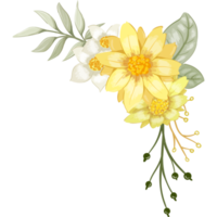 arranjo de flores amarelas com estilo aquarela png