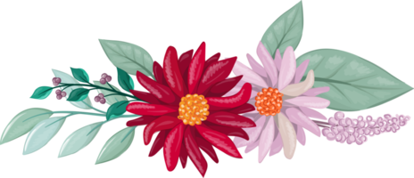 Red Flower Arrangement with watercolor style png