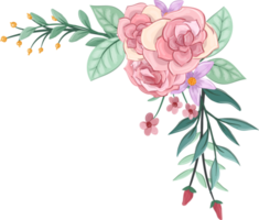 arranjo de flores rosa com estilo aquarela png