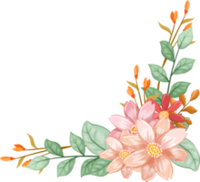 arrangement de fleurs orange avec style aquarelle png