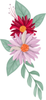 arranjo de flores vermelhas com estilo aquarela png