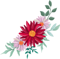 arreglo floral rojo estilo acuarela png