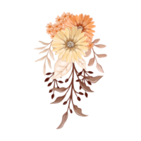 arreglo de flores de naranja con estilo acuarela png