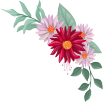 Red Flower Arrangement with watercolor style png