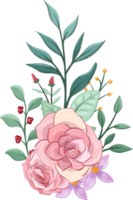 Pink flower arrangement with watercolor style png