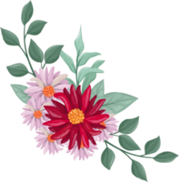 Red Flower Arrangement with watercolor style png