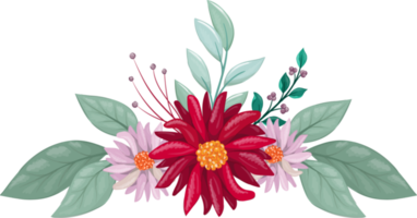 Red Flower Arrangement with watercolor style png