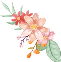 Orange Flower Arrangement with watercolor style png