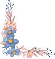 blauw bloem arrangement met waterverf stijl png