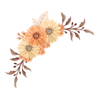 arreglo de flores de naranja con estilo acuarela png