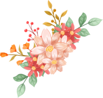 roze oranje bloem arrangement met waterverf stijl png