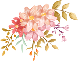 Pink Orange Flower Arrangement with watercolor style png