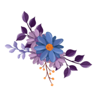 arreglo floral morado con estilo acuarela png