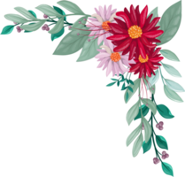 Red Flower Arrangement with watercolor style png