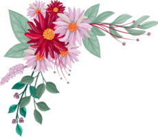 Red Flower Arrangement with watercolor style png