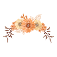 arreglo de flores de naranja con estilo acuarela png