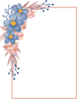 arranjo de flores azuis com estilo aquarela png