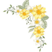 arranjo de flores amarelas com estilo aquarela png