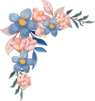 arrangement de fleurs bleues avec style aquarelle png