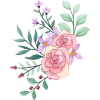 arrangement de fleurs roses avec style aquarelle png