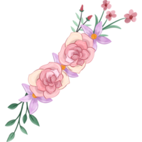 arranjo de flores rosa com estilo aquarela png