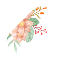 arreglo de flores de naranja con estilo acuarela png