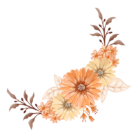 arreglo de flores de naranja con estilo acuarela png