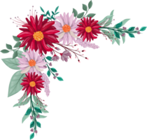 arranjo de flores vermelhas com estilo aquarela png