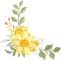 arranjo de flores amarelas com estilo aquarela png