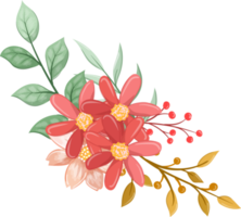 arreglo de flores de naranja con estilo acuarela png