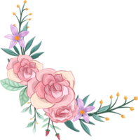 Pink flower arrangement with watercolor style png