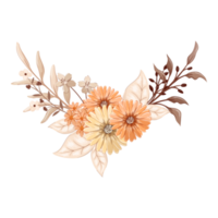 arrangement de fleurs orange avec style aquarelle png