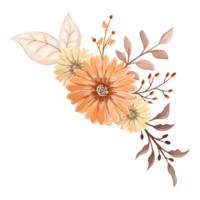 Orange Flower Arrangement with watercolor style png