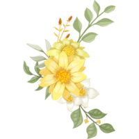 arranjo de flores amarelas com estilo aquarela png