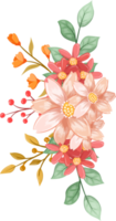 arranjo de flor de laranja rosa com estilo aquarela png