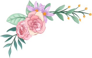 arranjo de flores rosa com estilo aquarela png