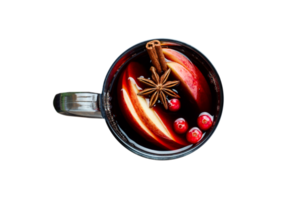 Mug with hot wine isolated on a transparent background png