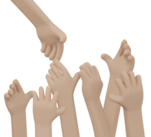 Hand helping each other 3d render png