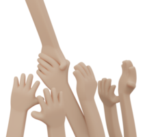 Hand helping each other 3d render png