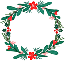 Watercolor Wreaths for christmas, botanical frame isolated. png